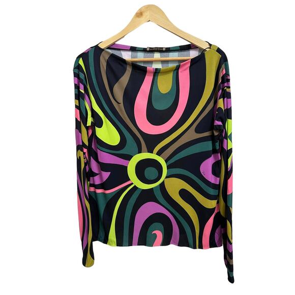 EMILIO PUCCI Marmo-Print Multicolored Top Silk Size 2 $935 - Picture 2 of 9